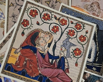 Medieval Manuscript Stickers: 11 medieval couples, romantic Illustrated stickers