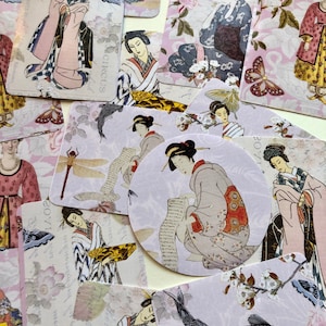 Adhesivos Geisha, hermosos adhesivos de estilo vintage para su diario, computadora portátil, estuche y mucho más