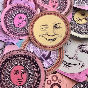 Mooie zodiac hemellingsstickers. Vintage stijl stickers voor je dagboek, kaarten maken, plakboek en meer
