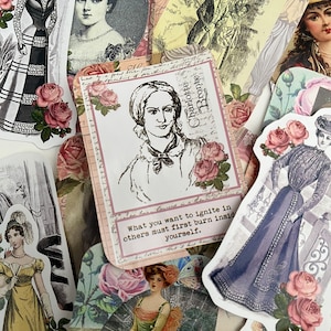 Autocollants Charlotte Bronte. Autocollants de style victorien. Autocollants d’auteur féminin
