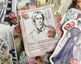Charlotte Bronte stickers. Victorian style stickers. Female author stickers
