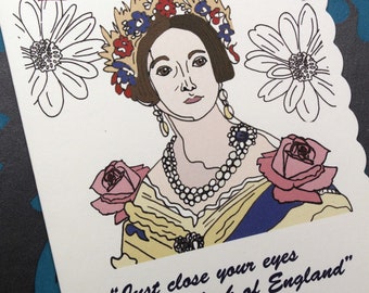 Queen Victoria Card, Illustrated Portrait, History of England