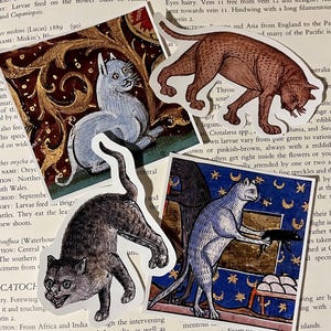 Medieval cat stickers. 12 Medieval cat stickers image 4