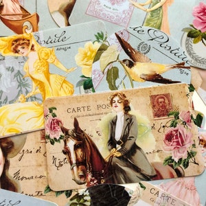 Set di adesivi da donna vintage. Adesivi in stile cartolina. Graziosi adesivi per il tuo diario, album di ritagli e altro ancora