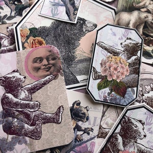 Bear stickers, Pretty vintage style bear stickers for your journal, planner and more