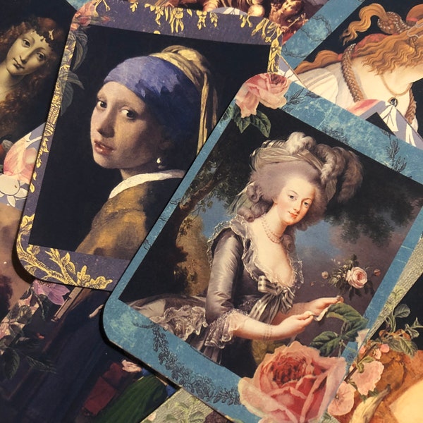 18 beautiful Renaissance style painting stickers. Well known Renaissance stickers with flower imagery.