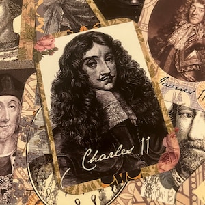 Adesivos de realeza. Um conjunto de 22 adesivos dos Reis da Inglaterra.