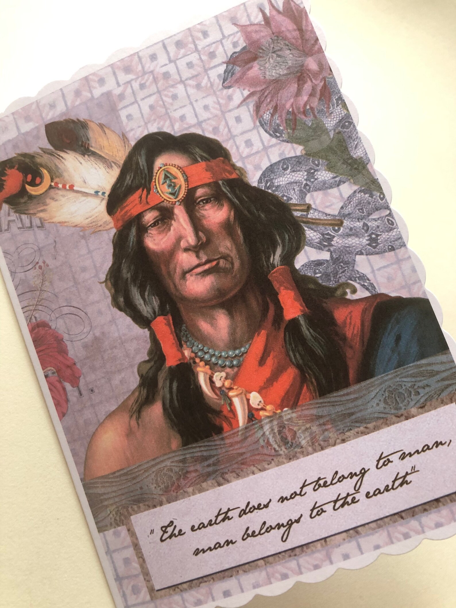 Native American Indian Greetings Card. Vintage Style Card Etsy