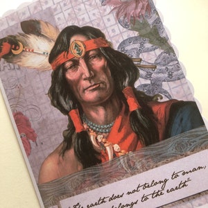 Cartão de saudações de índios nativos americanos. Cartão estilo vintage