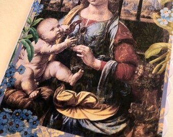 Karta Leonarda Da Vinci, pusta notatka z kwiatami