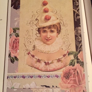 Bella carta clown vintage. Bella carta clown con immagini flora