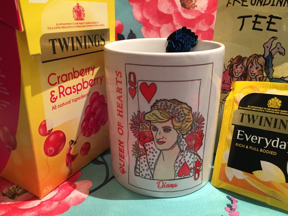 Princess Diana Queen Of Hearts Mug With Illustration Of Lady Etsy