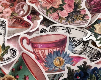 Stickers, teacup stickers for your laptop, journal, scrapbook and more