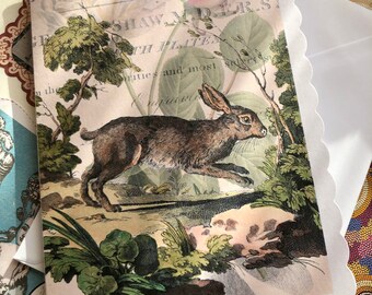 Tarjeta de liebre. Bonita tarjeta de liebre de estilo vintage