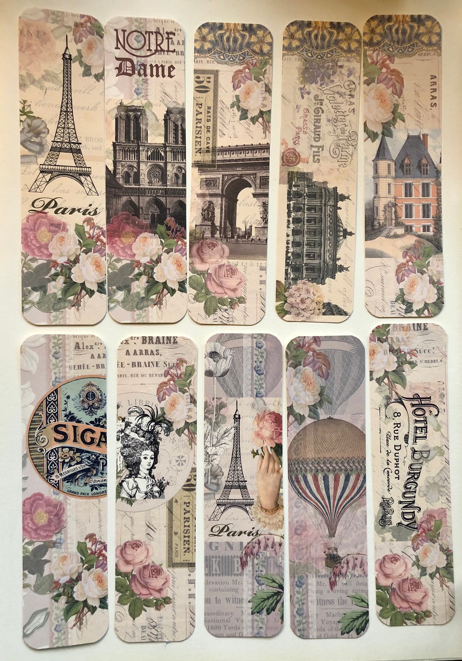 Paris Bookmarks. Ten Pretty Paris Bookmarks Etsy UK