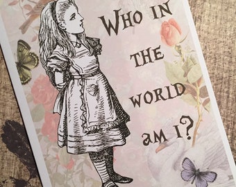 Alice in wonderland card, pretty card for any Alice fan