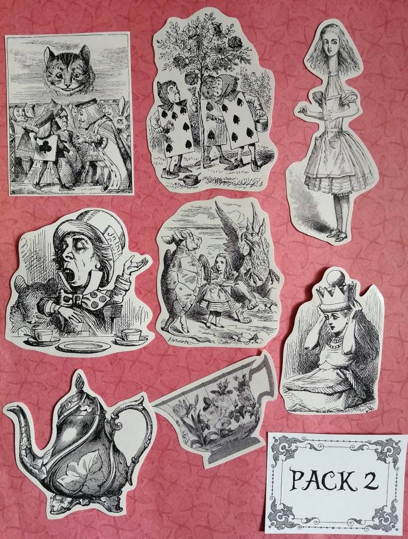 Alice in wonderland vintage style stickers for your laptop Etsy