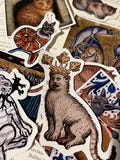 Medieval cat stickers. 12 Medieval cat stickers