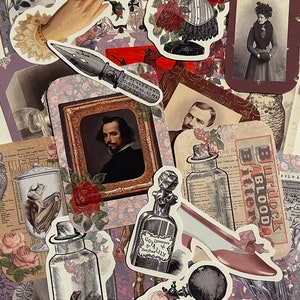 Vampire sticker set. Victorian style Dracula stickers. Bram Stoker stickers