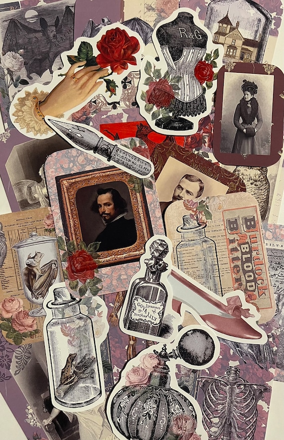 Vampire sticker set. Victorian style Dracula stickers. Bram Stoker stickers