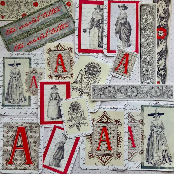 The scarlet letter stickers. Nathaniel Hawthorne stickers.