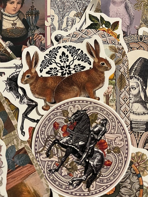 Medieval stickers. 18 gothic style stickers