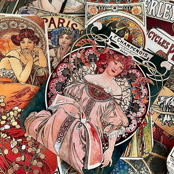 Alphonse Mucha stickers. 17 pretty  Mucha stickers