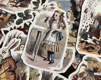 Alice in Wonderland Stickers, John Tenniel Illustrations (18 Glossy Stickers)