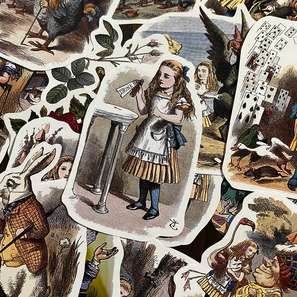Alice im Wunderland Aufkleber. 18 farbige Alice im Wunderland Sticker