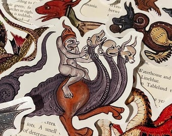 Dragones medievales. Pegatinas de manuscritos medievales. Una selección de divertidas pegatinas de dragones.