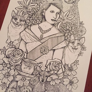 Queen Elizabeth II print taken from my original drawing of the British Queen