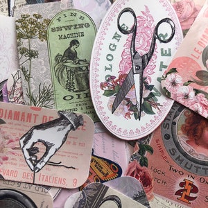 Autocollants de couture comportant des ciseaux, du fil, des machines à coudre et bien plus encore. De jolis autocollants de style vintage pour votre journal et n’importe où ailleurs !