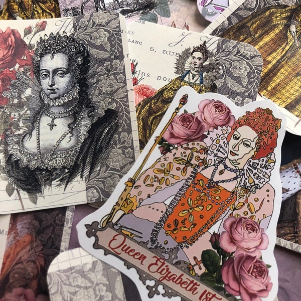 Queen Elizabeth 1st Stickers For your journal, planner, card making and more. Tudor royalty stickers