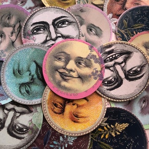 Moon stickers. Illustrated moon stickers