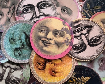 Pegatinas vintage de la luna, cartas celestes, scrapbooking (27 piezas)