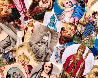 Religious stickers for your laptop, journal, scrap book and more. Vintage style stickers ready to be used in all your projects