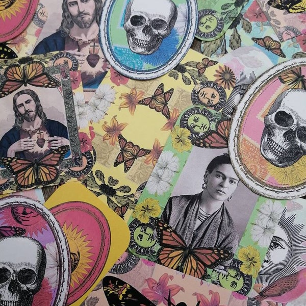 Mexican inspired stickers. A collection of skull, flowers and Mexican images