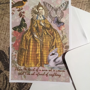 Elizabeth 1st tarjeta de felicitación, tarjeta Tudor para cualquier coleccionista. Imagen de estilo vintage con motivos de collage