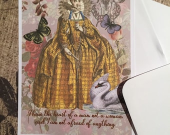 Carte de voeux Elizabeth 1ère Tudor, collage vintage