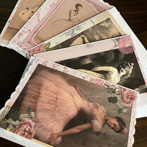Cartões de felicitações de bailarina. Cartões em branco inspirados no balé. 5 lindos cartões de balé