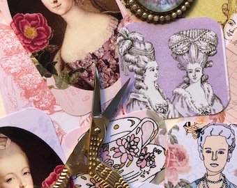 Marie Antoinette Stickers, Vintage Style Scrapbook, Junk Journal Stickers