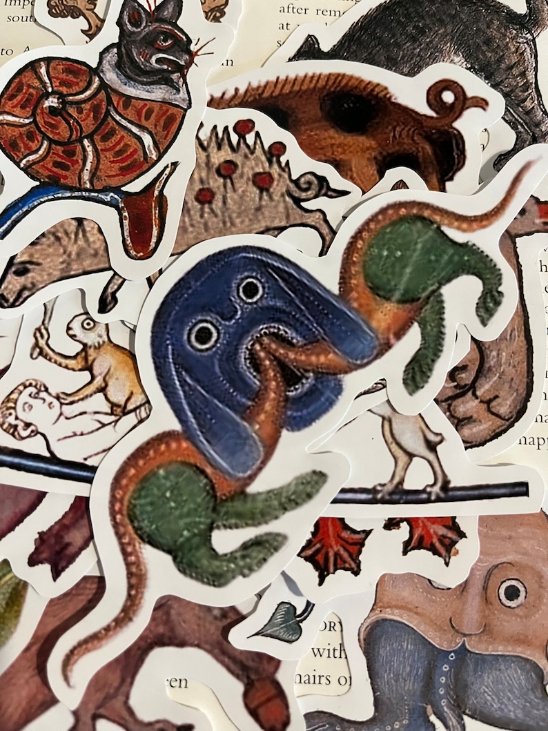 Medieval Stickers. Medieval Manuscript Animal Stickers - Etsy