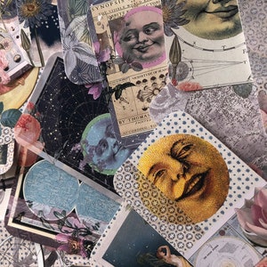 Nachtelijke hemelstickers. Maan stickers. Vintage stijl stickers.