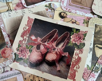 Ballet stickers. Pretty ballerina stickers with flowers and vintage imagery.