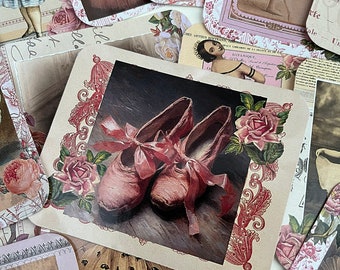 Ballet stickers. Pretty ballerina stickers with flowers and vintage imagery.