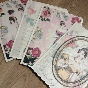 Jane Austen kaarten. Mooie geschulpte randkaarten, leeg gelaten voor uw bericht.