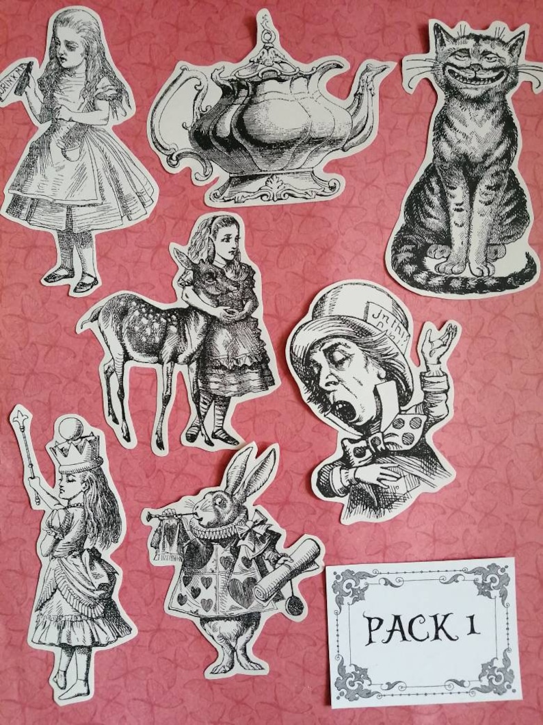 Alice in wonderland vintage style stickers for your laptop Etsy