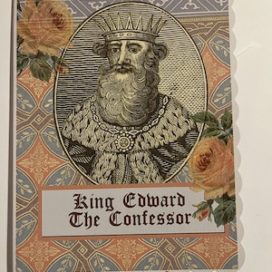 Cartão de Eduardo, o confessor. Cartão de felicitações do rei Eduardo, o confessor, com envelope