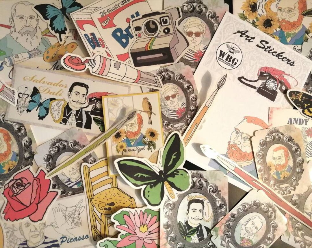 Visual Arts Stickers Artist Stickers, Famous Painters, Van Gogh, Dali, Monet (35 Pc) - Etsy