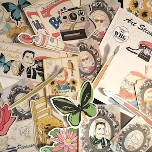 Stickers, Artiest stickers, Laptop stickers, Salvador Dali, Van Gogh, Picasso, Kreeft telefoon stickers, Journal stickers, Scrap boeking
